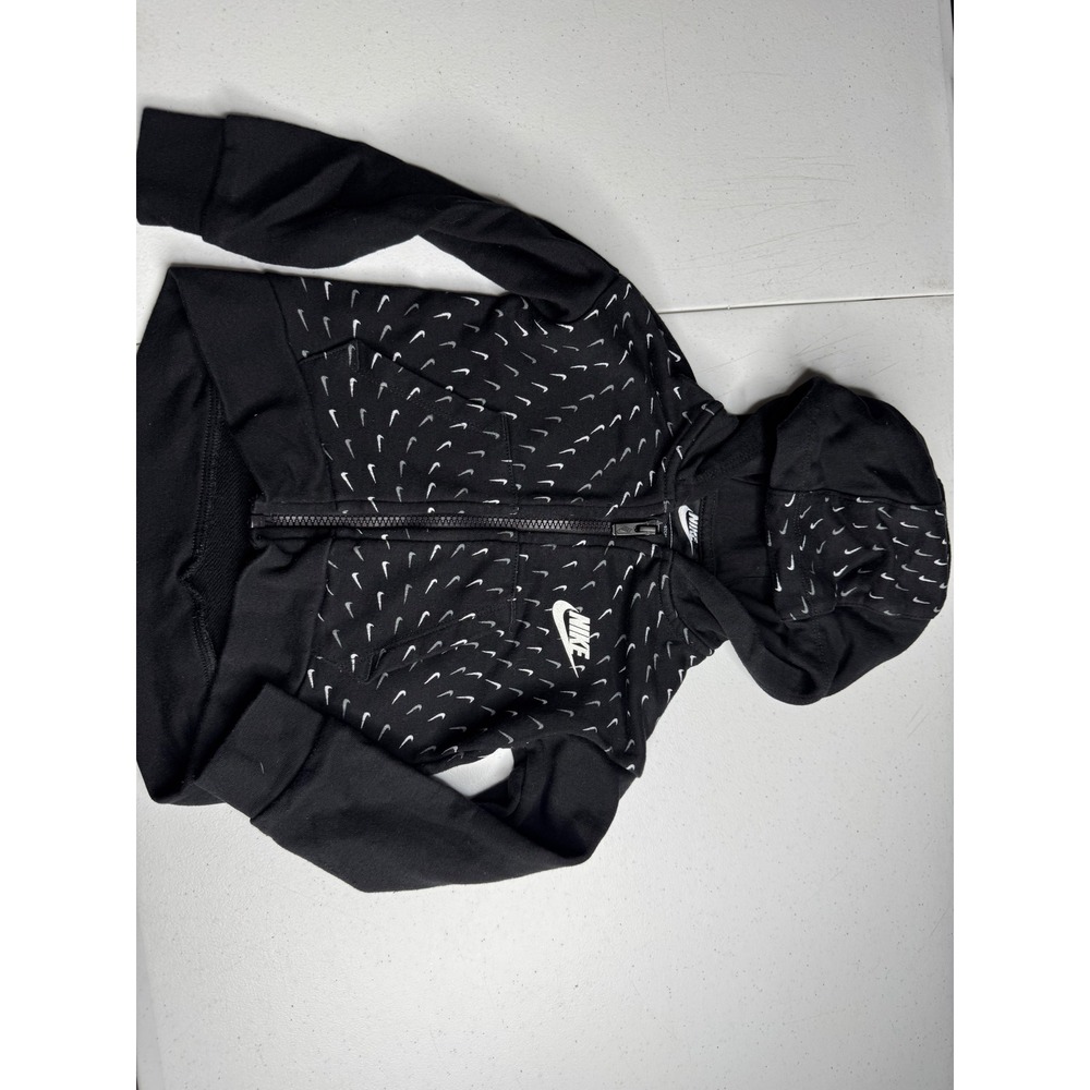 Nike Toddler Boys Black All Over Mini‎ Swoosh Print Full Zip Hoodie Size 2T